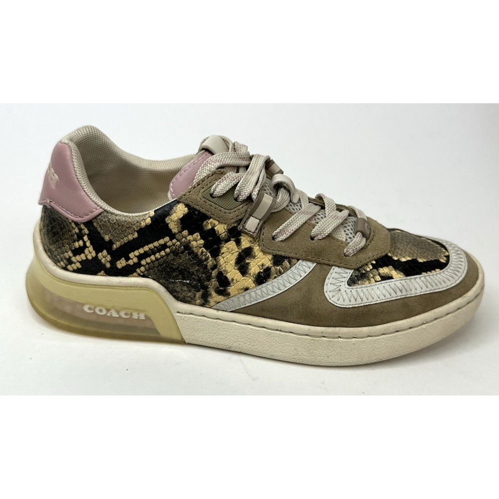 Coach Citysole Court Low Top Leather Sneakers Womens Size 7 B Pink Tan Snakeskin
